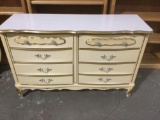 Vintage French provincial style bedroom dresser/with laminate top in good condition