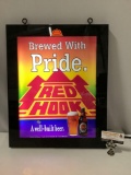 Red Hook Brewing beer lighted advertising bar sign, tested and working, approximately 17 x 22 x 1