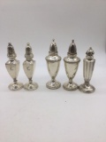Collection of 5 sterling silver salt and pepper shakers 3 are lightly weighted