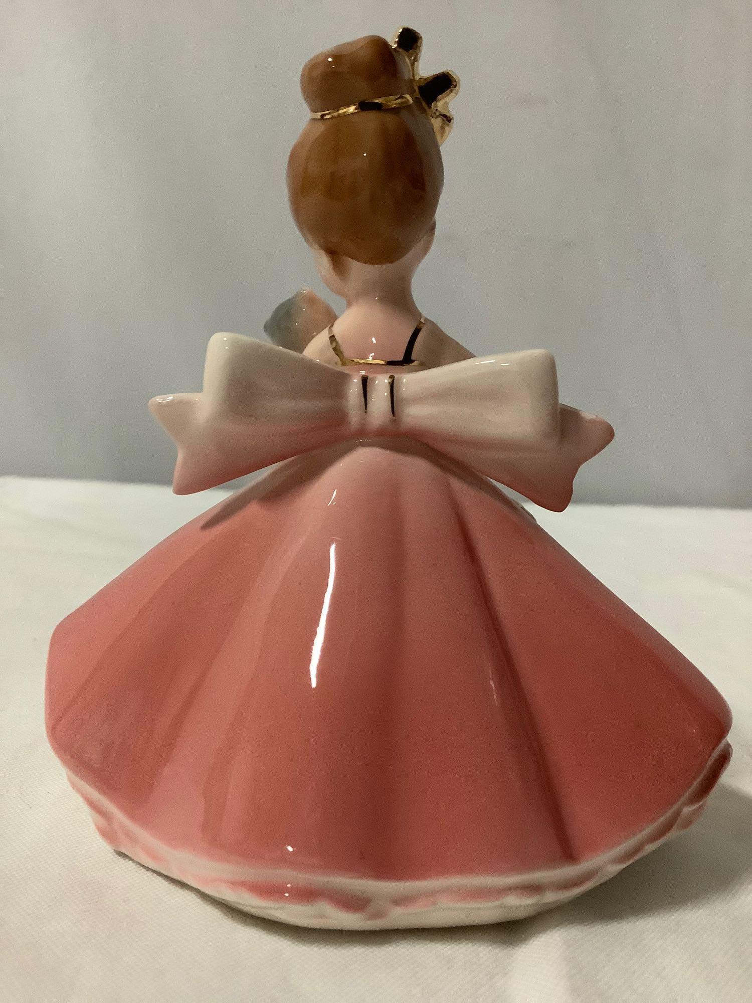 josef originals pink dress Vintage Josef Originals Girl Figurine Pink Dress September Japan Black Eyes READ