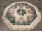 Vintage octagonal wool rug with fringe, approximately 39 in.