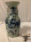 Old antique RARE 1800s Chinese blue double handle happiness vase w/ figural design, nice piece.