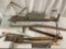 7 pc. lot of vintage wood handle tools; ACME planer, large chisel, saws, see pics.