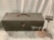Vintage steel tool box w/ socket wrench tools, approx 19 x 7 x 7 in.