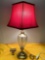 Vintage table lamp w/ shade, tested & working, approx. 15 x 28 in.