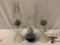 3 pc. vintage glass oil lamps w/ shades, approx. 17 x 5 in.