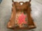 Vintage wood carved rocking baby cradle w/ hand painted floral artwork, approx 40 x 30 x 17 in