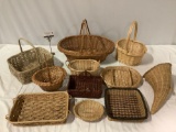 11 pc. lot of vintage woven baskets, many styles, nice condition