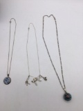 3x .925 sterling silver necklaces w/ pendants and charms see pics