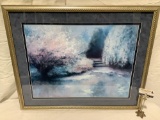 Large framed scenic art print, approx 35 x 28.5 in.