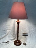 Lamp w/ shade, tested/working, approx 12 x 28 in.