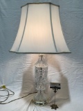 Crystal Lamp w/ shade, tested/working, approx 18 x 33 in.
