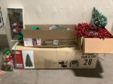 Huge lot of Christmas holiday decorations w/ 9 ft. faux tree w/ attachments, ornaments, lights and