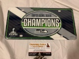 NFL SEATTLE SEAHAWKS metal license plate Super Bowl XLVIII Champions official merchandise
