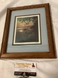 Framed mellow moments by Gregg Johnson signed sailboat art print, approx 9.5 x 11.5 in.