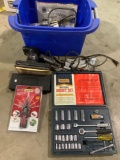 Lot of electric shop / hand tools; Power Kraft socket set, Kleen Bore gun cleaning kit, Craftsman