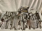 Large lot of vintage hand tools; wrenches, clippers. See pics.