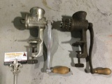 2 pc. lot if vintage / antique meat grinders / food choppers; Climax 51, Universal no. 1, approx 10
