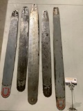 5 pc. lot of vintage OREGON chainsaw blades, made in Canada, approx 35 x 4 in. largest.