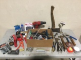 Lg. lot of misc. tools, some wood handle, mostly modern. Bits, hardware, & more.