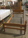 Vintage maple single bed frame with headboard and footboard/small scratch and headboard