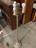 Antique standing metal parlor lamp, no shade, tested/working, approx 13 x 56 in.