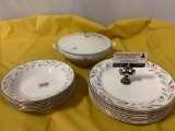 17 pc. lot of tableware; Nautilus Eggshell plates, Schinding server - Bavaria, approx 11 x 5 in.