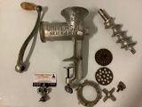 Antique Universal meat chopper no. 333, with handcrank and attachments, Approx 8 x 12 in.