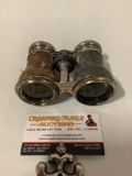 Antique Le Jockey Club - Paris binoculars, shows wear, approx 5 x 4 x 2 in.