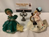 Vintage 2 pc. lot of JOSEF ORIGINALS girls in dresses figurines w/ tags, approx. 3.5 x 4 in.