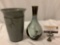 2 pc. lot handmade ceramic pottery pieces; signed vase, bud vase, approx 6 x 8 in.