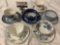 6 vintage fine bone china cup & saucer sets; Royal Albert - Blue Jay, Shelley - Blue Poppy,