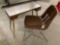 2 pc. lot if vintage desk w/ Virco Martest chrome/plastic school chair w/ upholstered seat