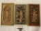 3 pc. lot of framed Asian figural art pieces, approx 8.5 x 15.5 in.