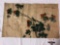 Antique hand painted canvas Asian artwork of bird in tree, approx 18 x 29 in.