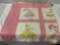 Antique handmade pink quilt w/ fancy girls in dresses design, shows minor wear