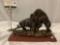 Vintage RARE cast fighting buffalo sculpture art piece, approx 11 x 5 x 8 in.