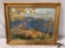 Vintage framed nature scene original oil painting on board, approx 29 x 23 in.