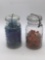 2 antique 1908 ball quart jars with vintage / antique cats eye marbles see pics