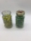 2 atlas quart jars full of vintage cats eye marbles yellow and green see pics