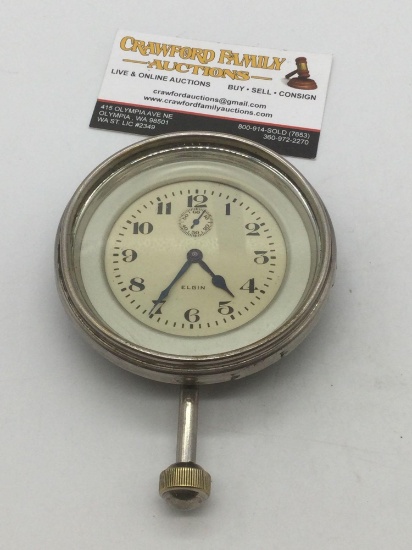 Circa early 1900s Elgin 8 day automobile clock , runs a little then stops as-is