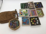 Nice assortment of assorted vintage marbles swirleys, cats eye, machine mades, etc
