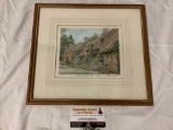 framed hand signed and numbered art print, Cotswold Cottages, Campton, 446/850 by Phillip & Glyn