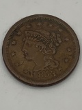 Very nice 1853 US large cent in possible Vf to Ef cond full liberty