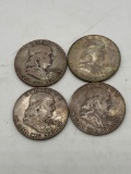 4 x silver Franklin half dollars 1954-D/ 2x 58-D/ 60-D