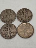 4x silver walking liberty half dollars 1942/ 42-S/43-S/ 45-S