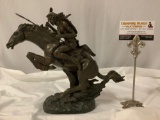 Vintage composite Native American on horseback sculpture art piece, nice condition