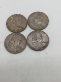 4x silver Franklin half dollars 2x 1954-D/ 60-D/ 61