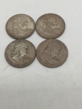 4x silver Franklin half dollars 1953/ 54-S/ 61-D/ 62-D