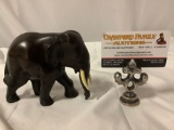 vintage handcarved wooden elephant sculpture